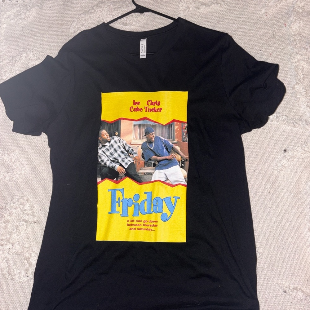 Friday Black Graphic Tee with Movie Poster Design